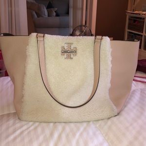 Furry white Tory Burch bag